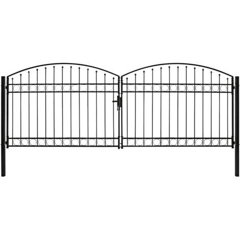 Fence Gate ASSEN Double Door with Arched Top Steel 400x150 cm vidaXL