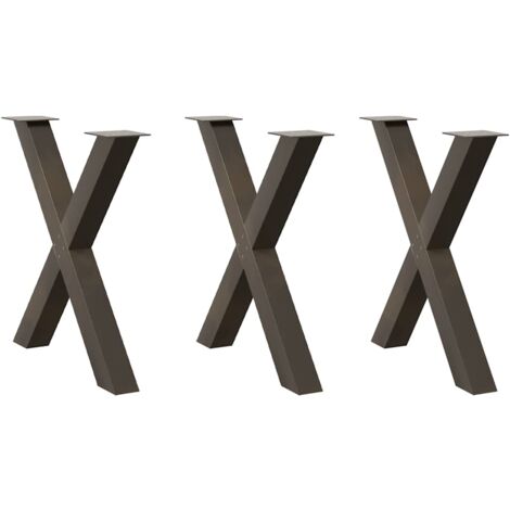 Dining Table Legs X-Shaped 3 pcs Natural Steel 80x(72-73) cm Steel vidaXL