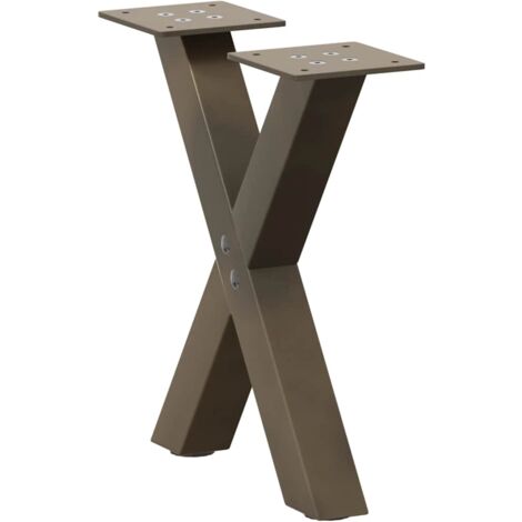 Coffee Table Legs X-Shaped 2 pcs Natural Steel 37x(30-31) cm Steel vidaXL