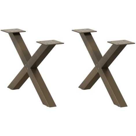 Coffee Table Legs X-Shaped 2 pcs Natural Steel 60x(30-31) cm Steel vidaXL