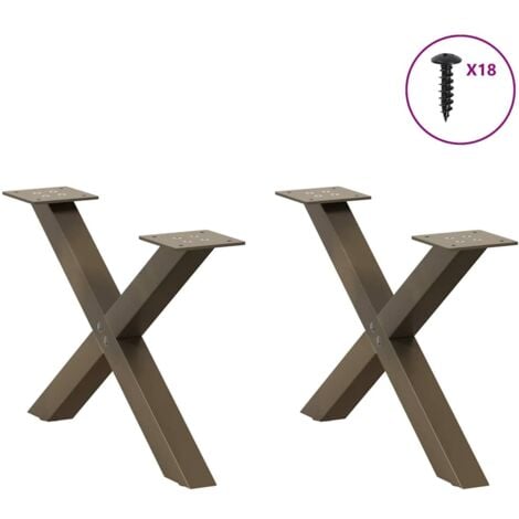 Coffee Table Legs X-Shaped 2 pcs Natural Steel 60x(30-31) cm Steel vidaXL