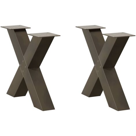 Coffee Table Legs X-Shaped 2 pcs Natural Steel 60x(42-43) cm Steel vidaXL