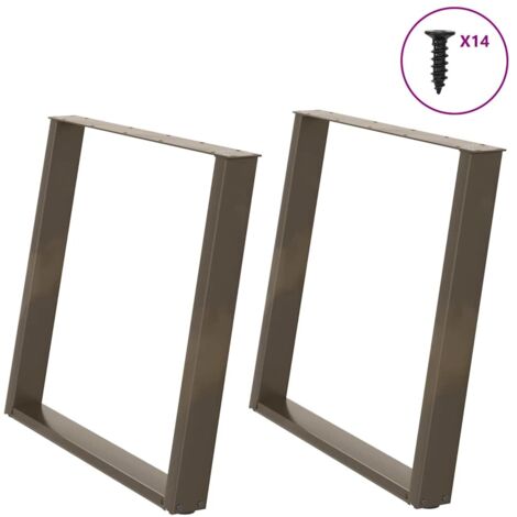 Dining Table Legs U-Shaped 2 pcs Natural Steel 100x(72-73) cm Steel vidaXL