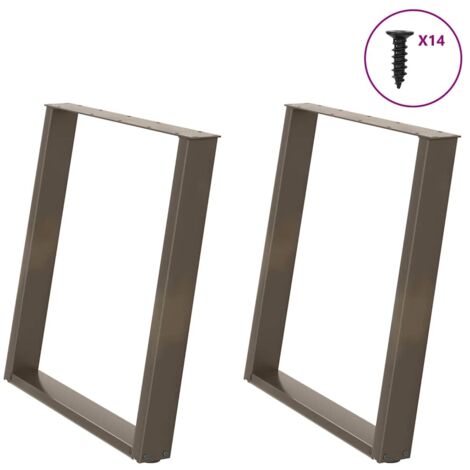 Dining Table Legs U-Shaped 2 pcs Natural Steel 70x(72-73) cm Steel vidaXL
