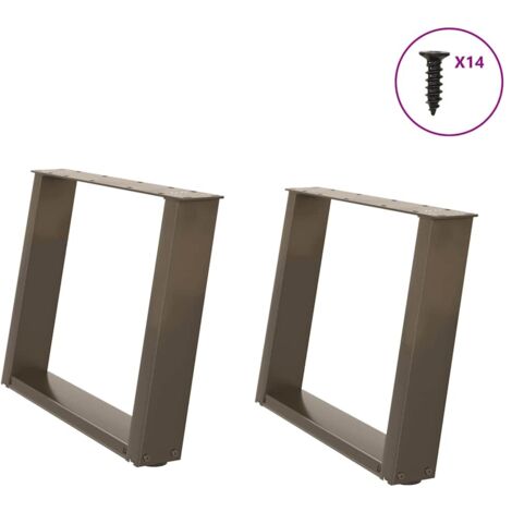 Coffee Table Legs U-Shaped 2 pcs Natural Steel 60x(42-43) cm Steel vidaXL