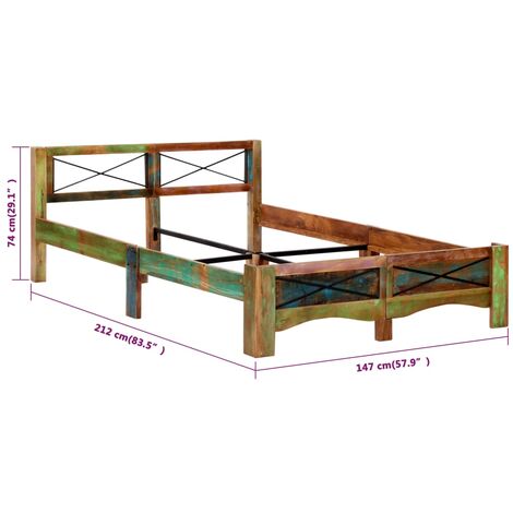 Bed Frame without Mattress Solid Reclaimed Wood 140x200 cm vidaXL