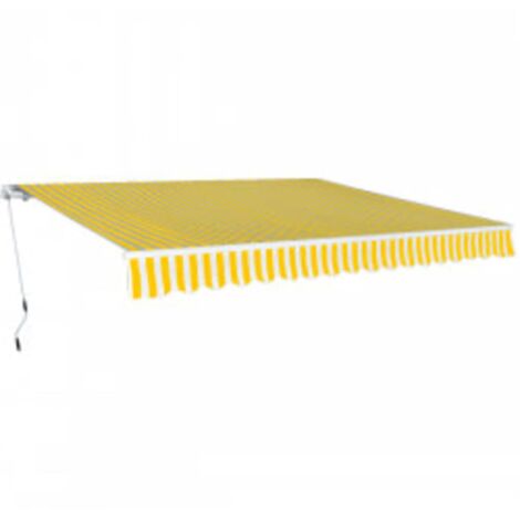 Folding Awning Manual Operated 600 cm Yellow/White vidaXL