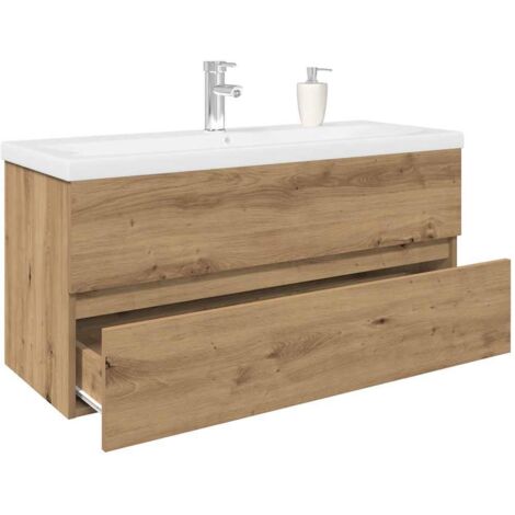 Sink Cabinet with Built-in Basin and Faucet Artisan Oak vidaXL