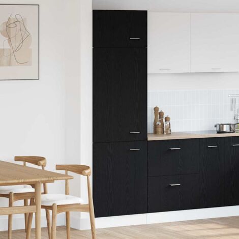 Fridge Cabinet Riga Black oak 60 x 57 x 207 cm Engineered Wood vidaXL