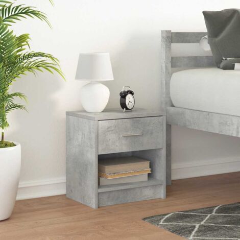 Bedside Cabinet with Drawer Concrete Grey 39x28x41 cm vidaXL