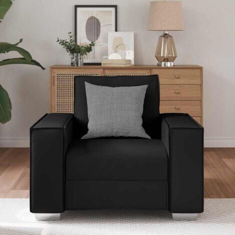 Black Faux Leather Sofa Chair - 59 cm vidaXL