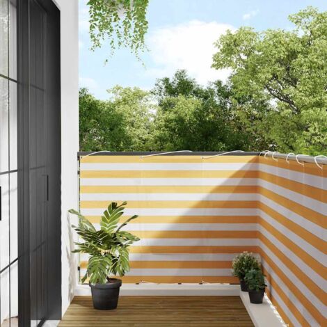 Balcony Screen Yellow and White Stripe 120x800 cm vidaXL