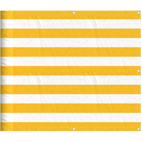 Balcony Screen Yellow and White Stripe 90x800 cm vidaXL