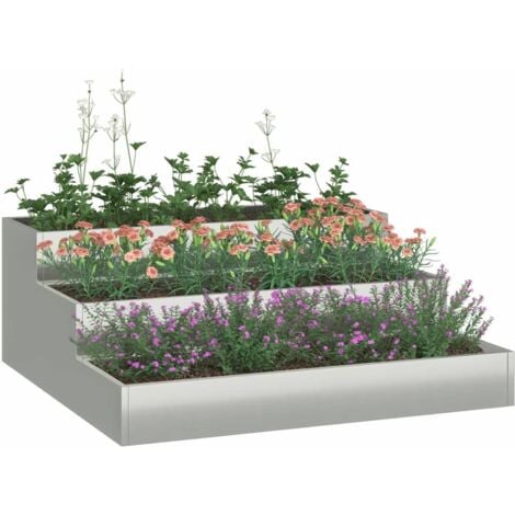 Garden Planter Silver 90 x 90 x 35 cm Galvanised steel vidaXL