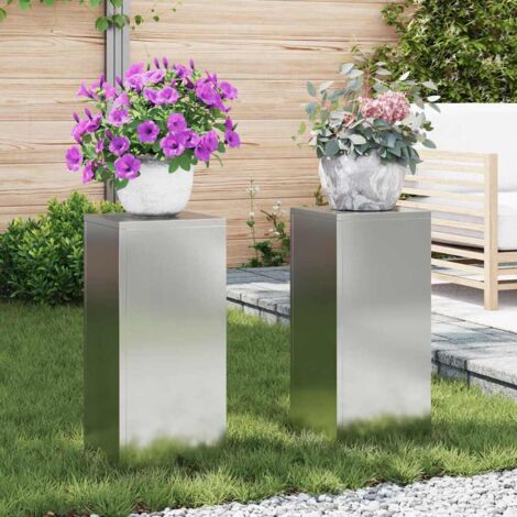 Plant Stands 2 pcs Silver 24 x 24 x 55 cm Galvanised steel vidaXL