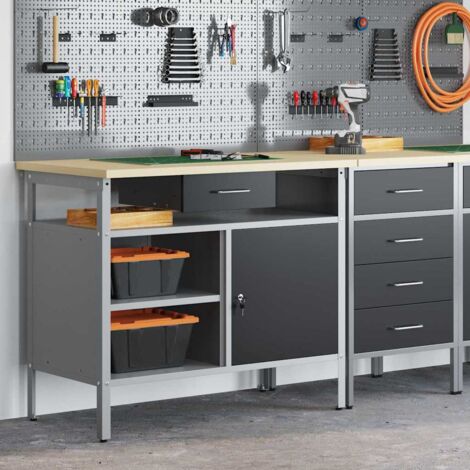Workbench Black and grey 100 x 55 x 85 cm Powder-coated steel vidaXL