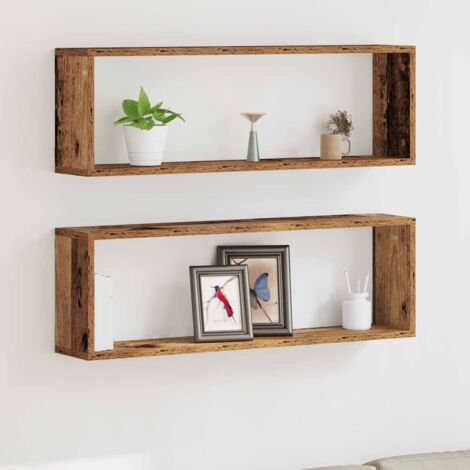 Wall Shelf 2 pcs Old wood 80 x 15 x 26 cm Engineered wood vidaXL (1/5)