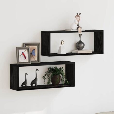 Wall Shelves 2 pcs Black oak 60 x 15 x 23 cm Engineered wood vidaXL