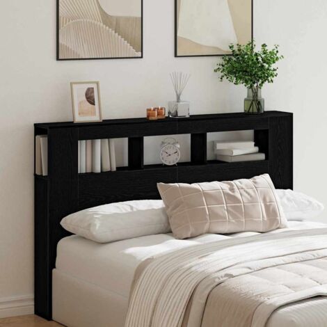 LED Headboard Black oak 160 x 18.5 x 103.5 cm Engineered wood vidaXL