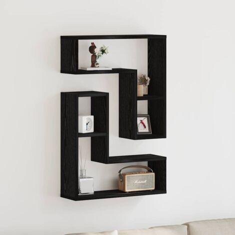 Wall Shelves 2 pcs Black oak 50 x 15 x 85 cm Engineered Wood vidaXL (1/5)