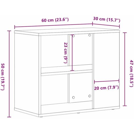Black Oak Sideboard - 60 cm x 30 cm x 50 cm - Made from Engineered Wood vidaXL