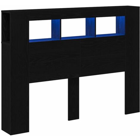 LED Headboard Black oak 140 x 18.5 x 103.5 cm Engineered wood vidaXL