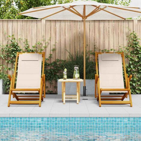 Beach Chair with Cushion 2 pcs Brown x x Solid Acacia wood vidaXL (1/5)