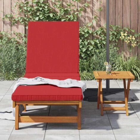 Sun Lounger with Wheels and Cushion - Red Solid Wood vidaXL
