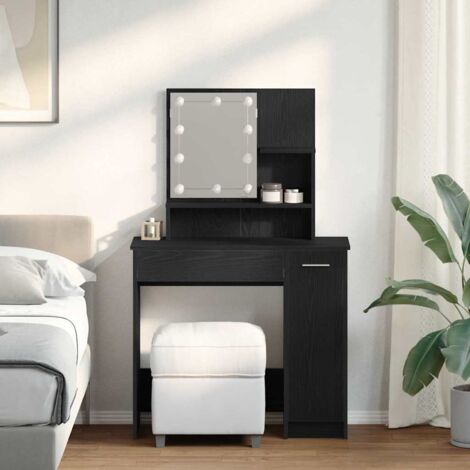 Dressing Table Black oak 86.5 x 35 x 136 cm Engineered wood vidaXL