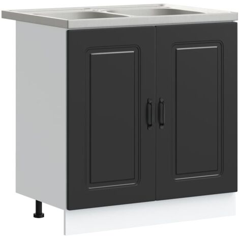 Kitchen Cabinet with Door Kalmar 2 pcs Black 80 x 46 x 81.5 cm vidaXL