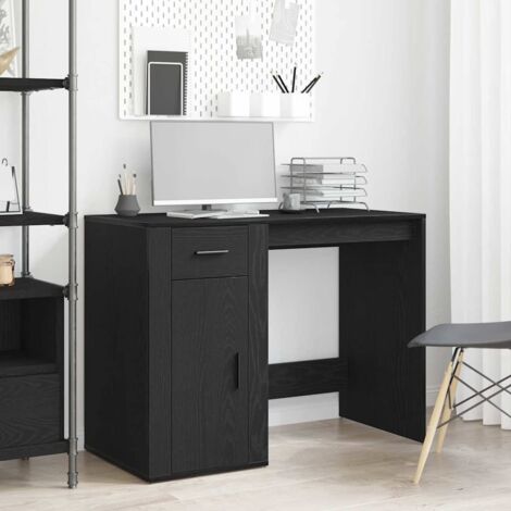 Desk with Drawer Black Oak 100 x 49 x 75 cm Engineered wood vidaXL