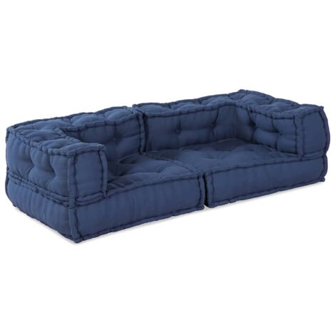 Modular Sofa Manual 2 pcs Indigo 140 x 70 x 36 cm Fabric vidaXL