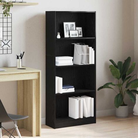 Bookcase Black Oak 60 x 24 x 143 cm Engineered Wood vidaXL
