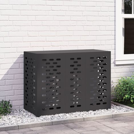 Air Conditioner Cover Black 110x50x80 cm Steel vidaXL