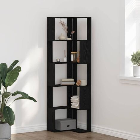 Corner Bookcase Black oak 50 x 50 x 179 cm Engineered wood vidaXL