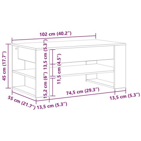 Coffee Table Vintage Wood 102x55x45 cm Made of Engineered Wood vidaXL