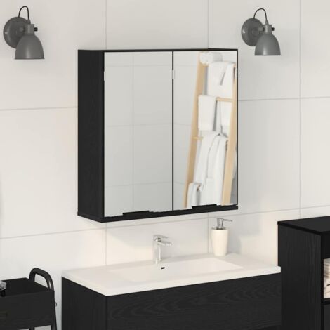 Bathroom Mirror Cabinet with Shelf Black oak 64 x 20 x 67 cm vidaXL (1/5)