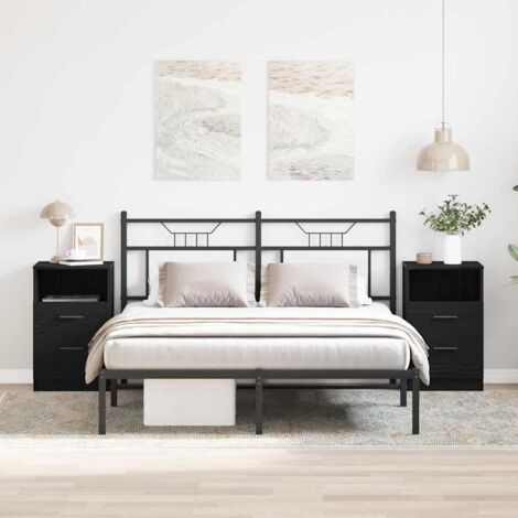 Bedside Cabinet 2 pcs Black oak 40 x 35 x 65 cm Engineered wood vidaXL