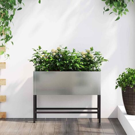 Raised Garden Planter 60x26x45 cm Galvanised Steel vidaXL