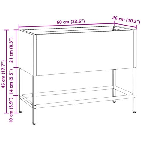 Raised Garden Planter 60x26x45 cm Galvanised Steel vidaXL