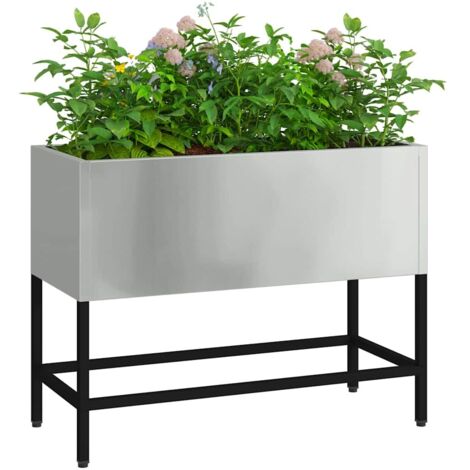 Raised Garden Planter 60x26x45 cm Galvanised Steel vidaXL