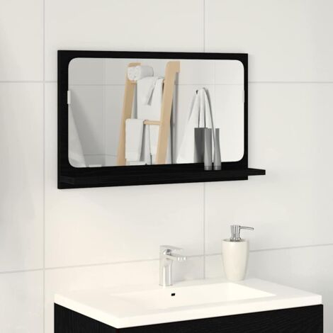 Mirror Shelf Black Oak 60 x 10.5 x 37 cm Engineered Wood vidaXL