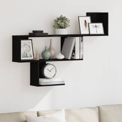 Wall Shelf Black Oak 100x15x70 cm Engineered Wood vidaXL
