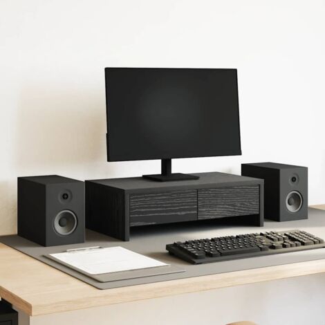 Monitor Stand with Drawers Black Oak 50x27x15 cm Engineered Wood vidaXL