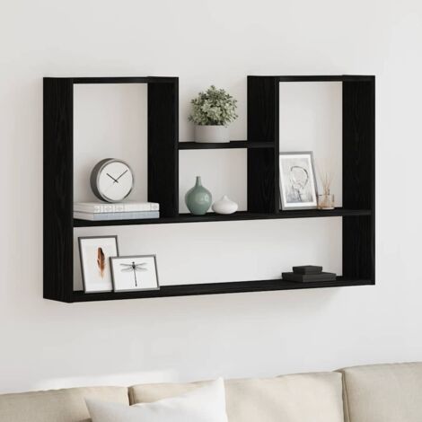 Wall Shelf Black Oak 99x15x60 cm Engineered Wood vidaXL (1/5)