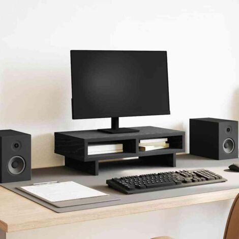 Monitor Stand Black Oak 50x27x15 cm Engineered Wood vidaXL (1/5)