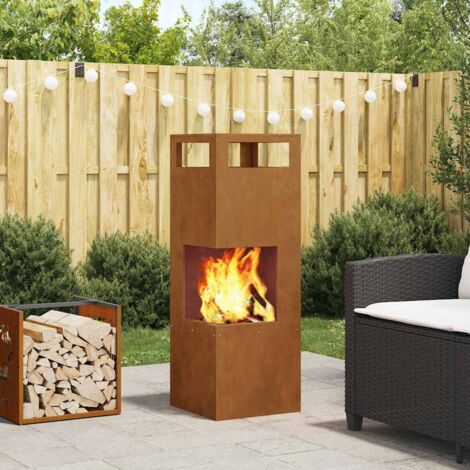 Fire Pit Brown 35 x 35 x 100 cm Steel vidaXL