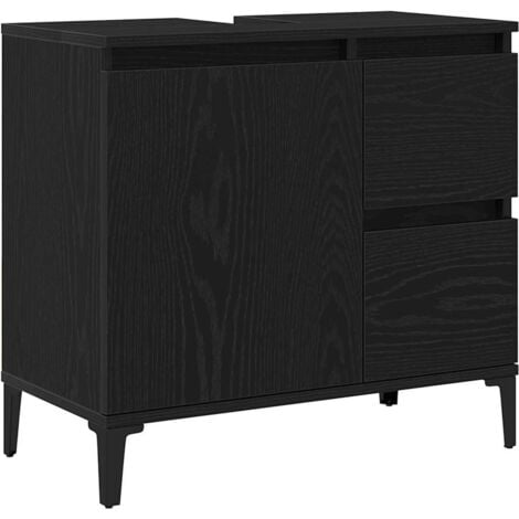 Black Oak Sink Cabinet 65x33x60 cm Made from Engineered Wood vidaXL
