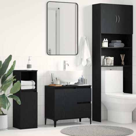 Black Oak Sink Cabinet 65x33x60 cm Made from Engineered Wood vidaXL