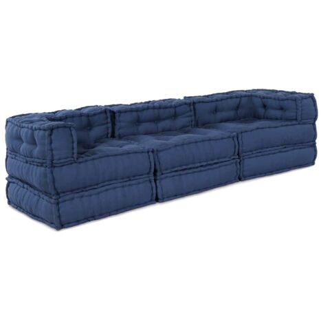 Modular Sofa 3 pcs Indigo 70 x 70 x 56 cm Fabric vidaXL